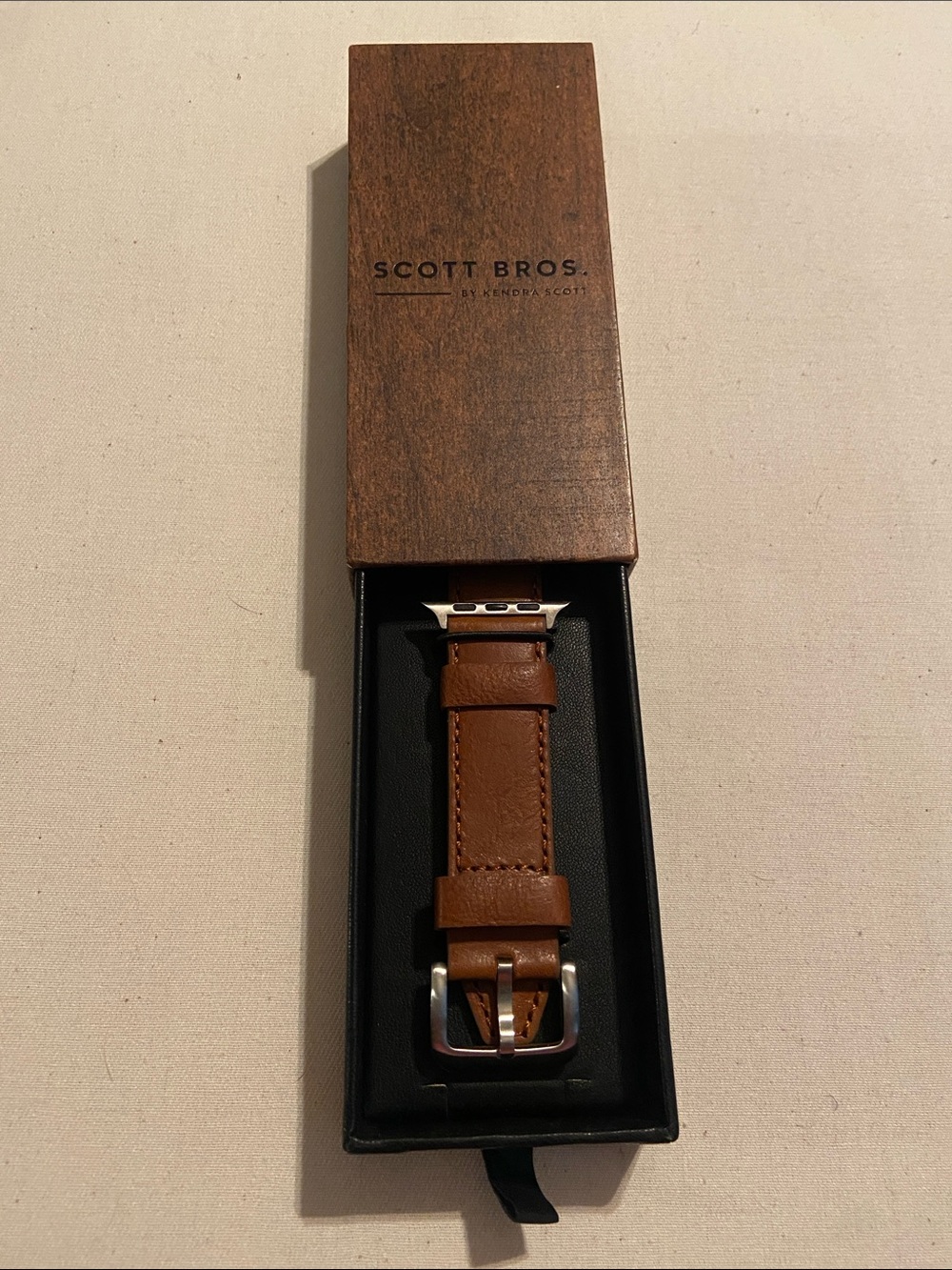 Scott Bros. By Kendra Scott Brown Leather Apple Watch Band - Men Accessories